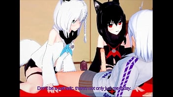Fubuki and Kuro’s gangbang at the church is subbed by Hololive Hentai with animation